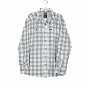 Wrangler Mens White Gray Plaid Button Up Shirt Western Collar Long Sleeve Sz XL